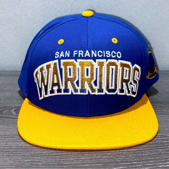 MITCHELL & NESS The City Golden State Warriors Blue Gold Snapback Hat - Picture 1 of 7